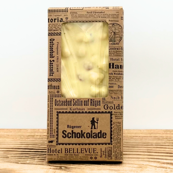 weiße Schokolade mit gerösteten Haselnüssen